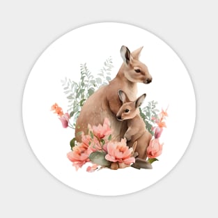 Kangaroo with baby Magnet